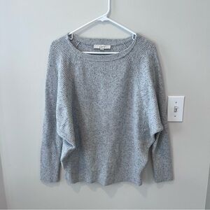 LOFT Light Gray Batwing Women's Crew Neck Ribbed Sweater